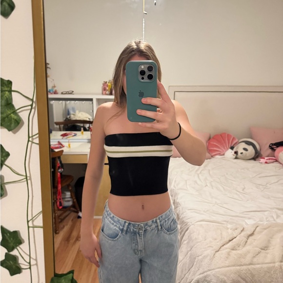 Tube top with white and green stripe - Picture 1 of 2